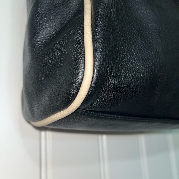 Franco Sarto Soft Leather with Chain, Creamy Tan and Black, Purse Tote - Picture 5 of 16